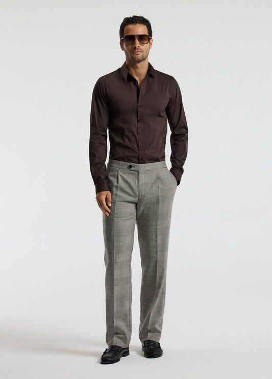 Stretch Cotton Poplin Shirt Chocolate