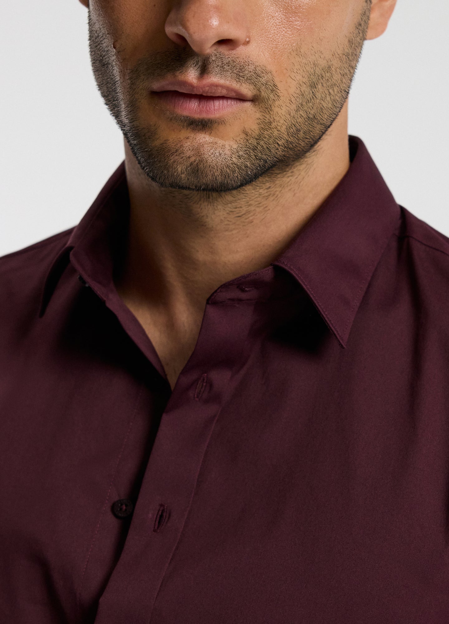 Stretch Cotton Poplin Shirt Oxblood