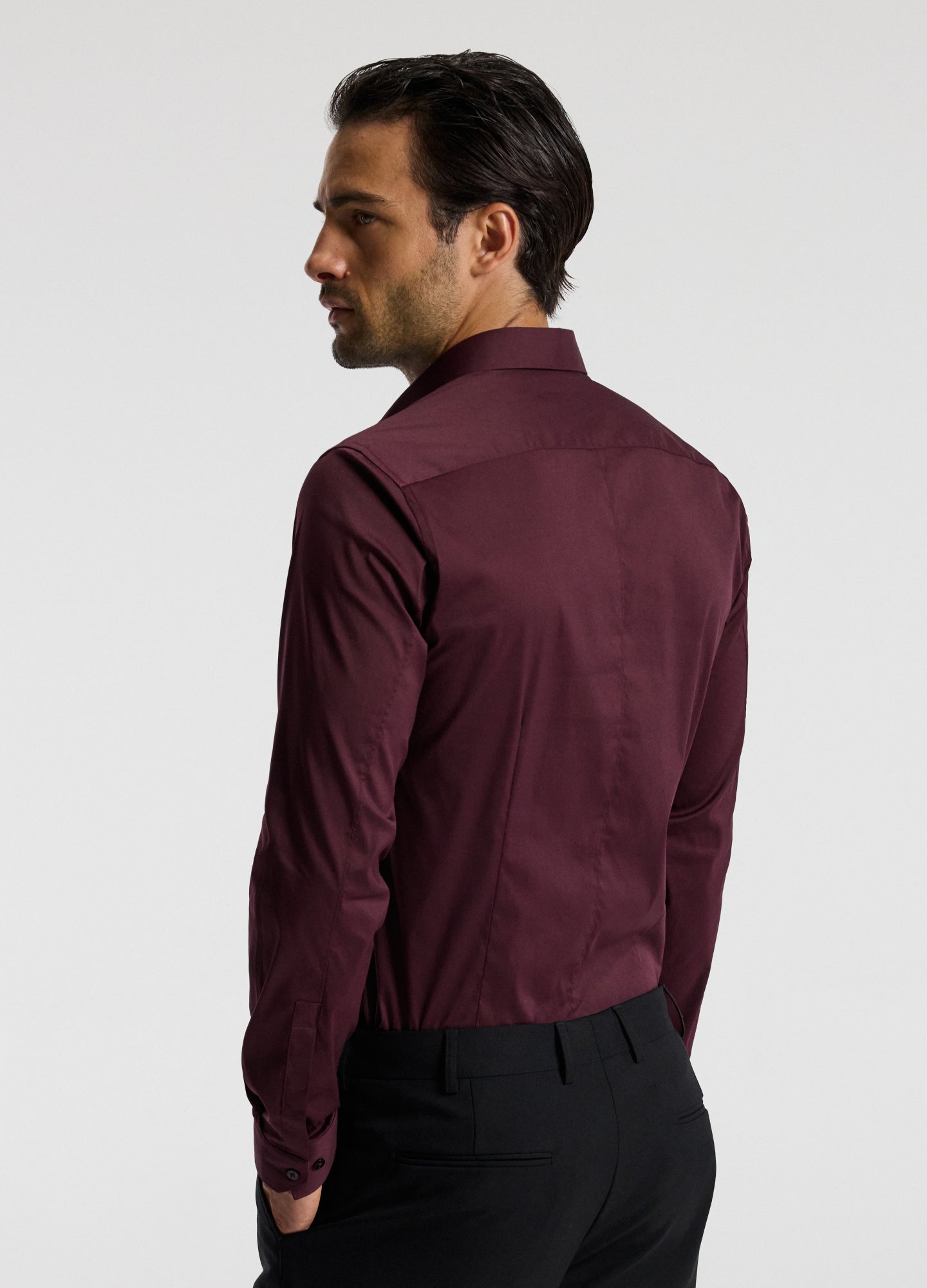 Stretch Cotton Poplin Shirt Oxblood