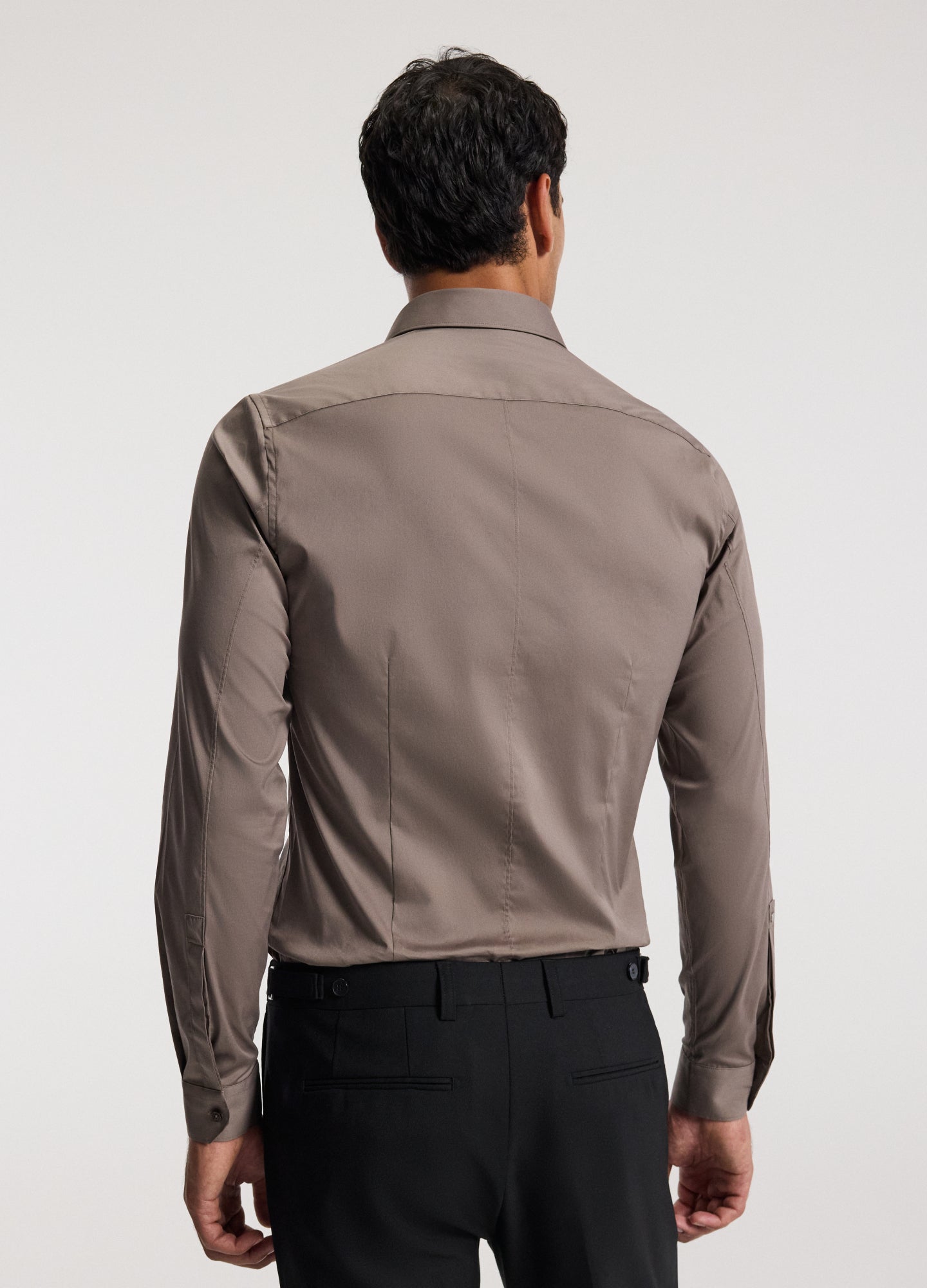 Stretch Cotton Poplin Shirt Sepia