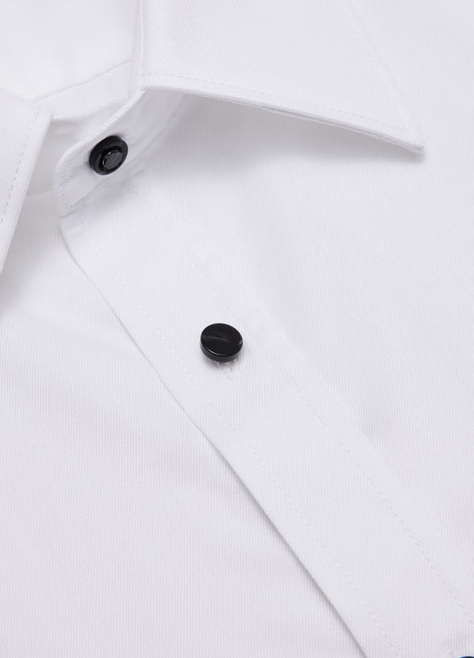Tailored Fit Studded Twill Evening Shirt White