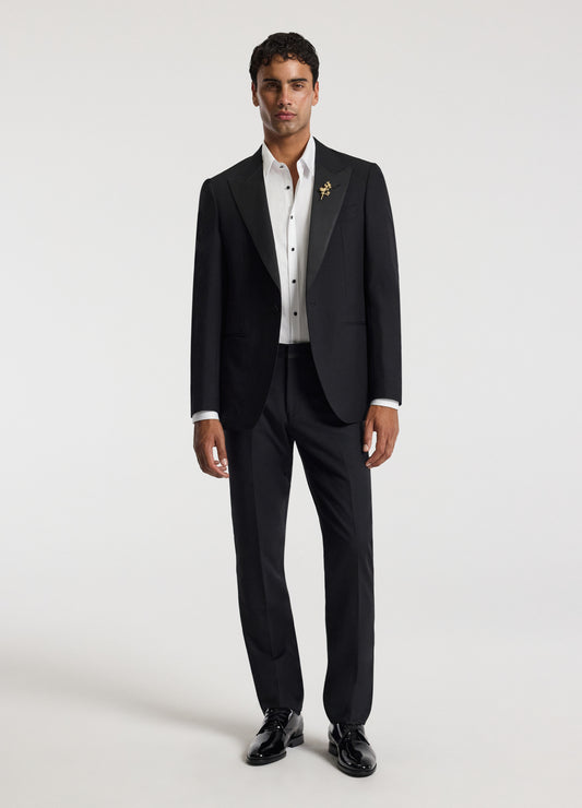 Tailored Fit Studded Twill Evening Shirt White