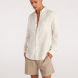 Washed Linen Button Down Shirt Cream