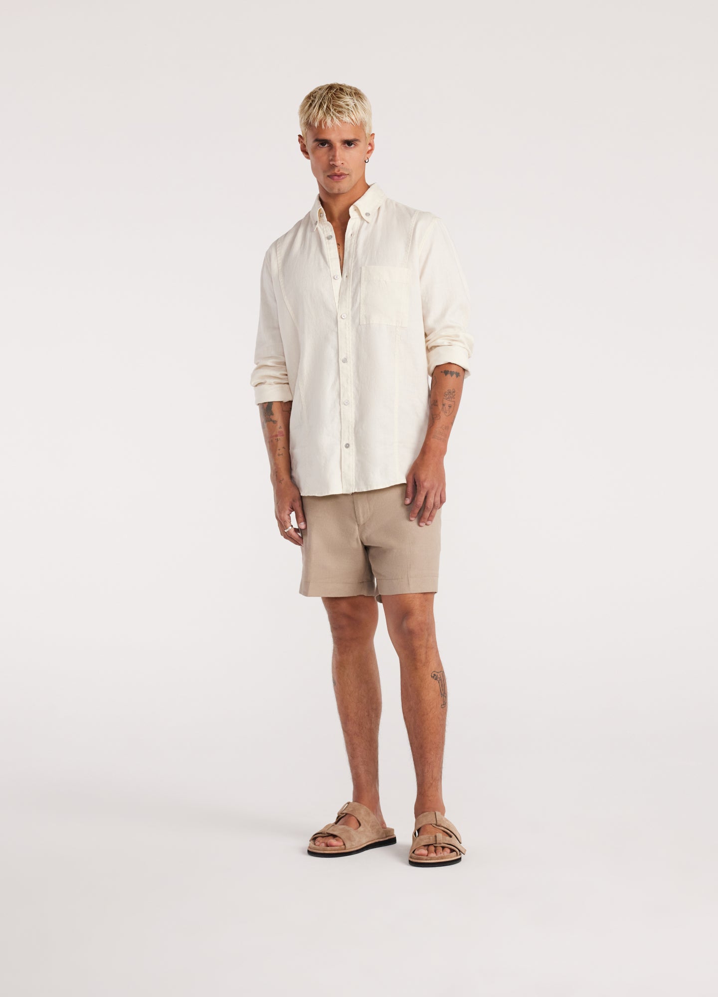 Washed Linen Button Down Shirt Cream