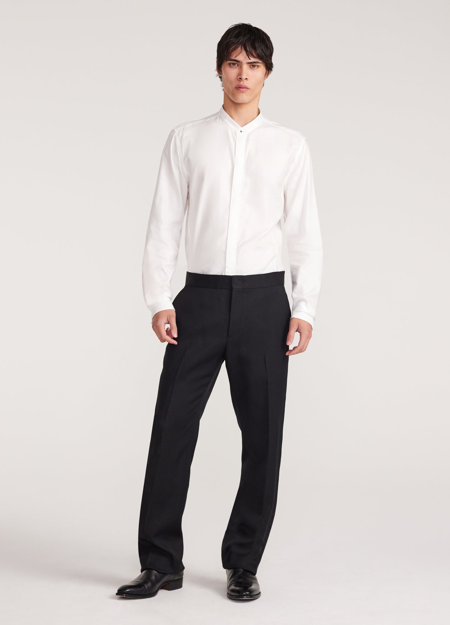 Stand Collar Soft Shirt White