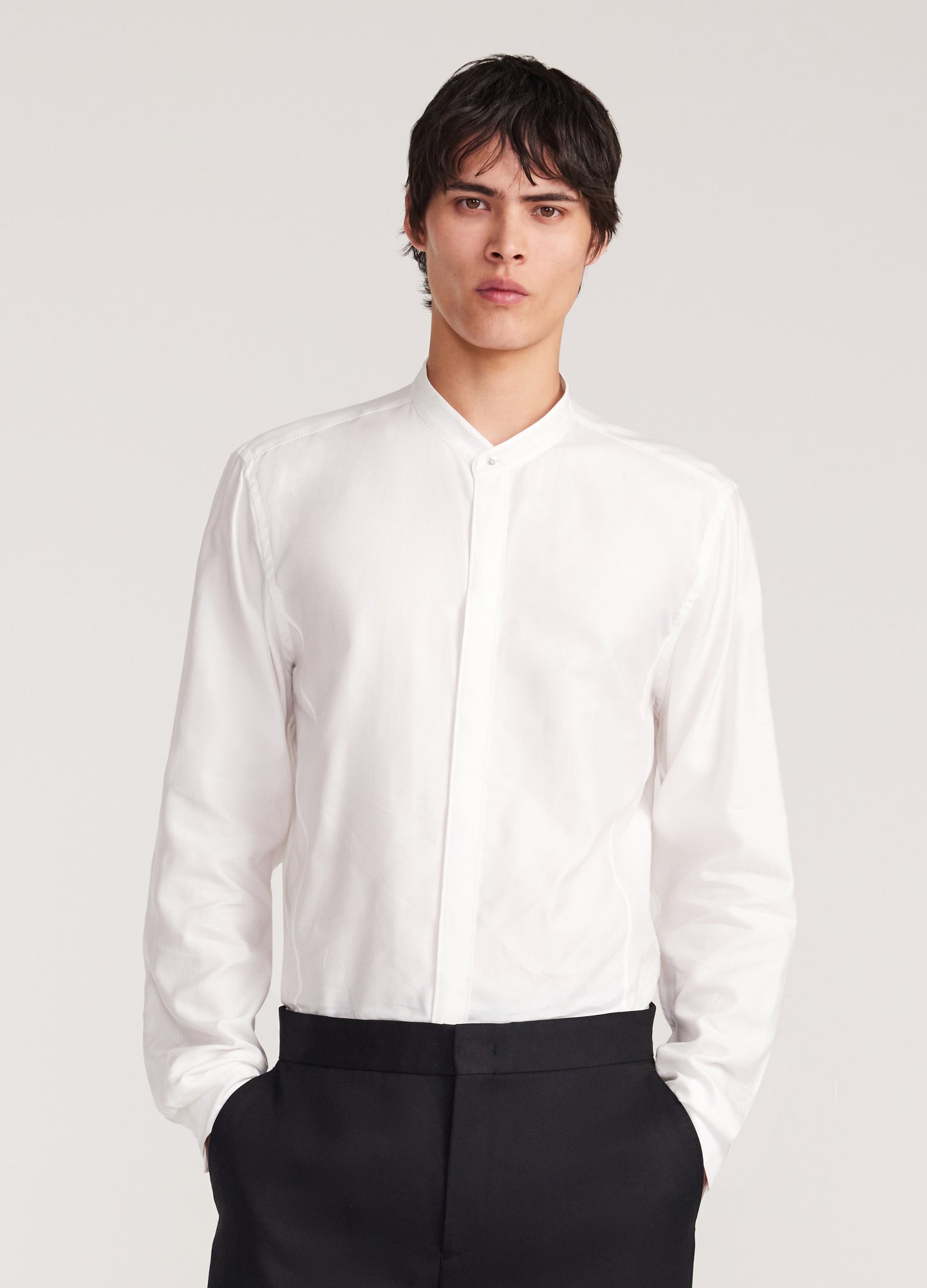 Stand Collar Soft Shirt White