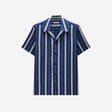 Embroidered Stripe Short Sleeve Shirt Navy