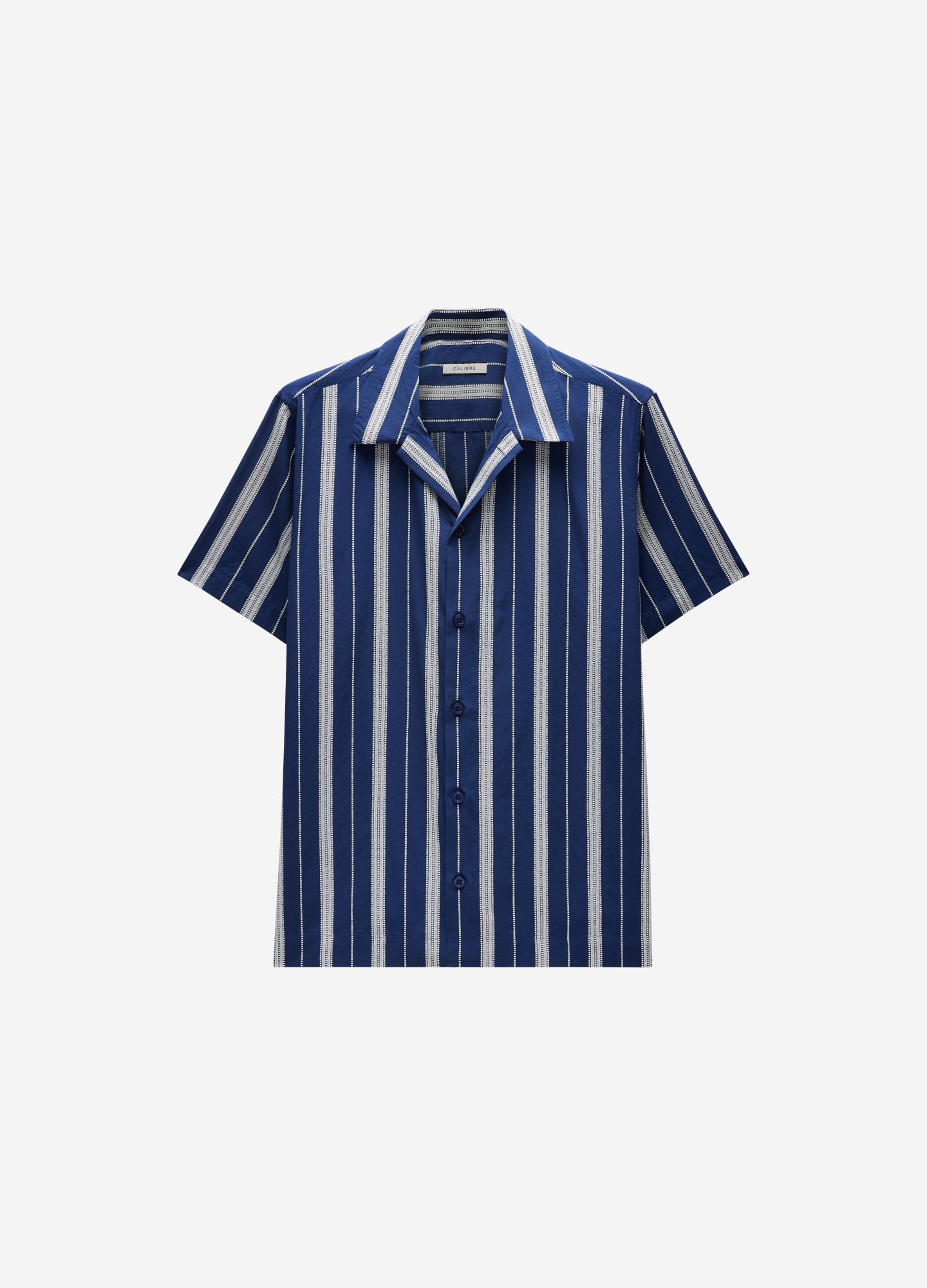 Embroidered Stripe Short Sleeve Shirt Navy