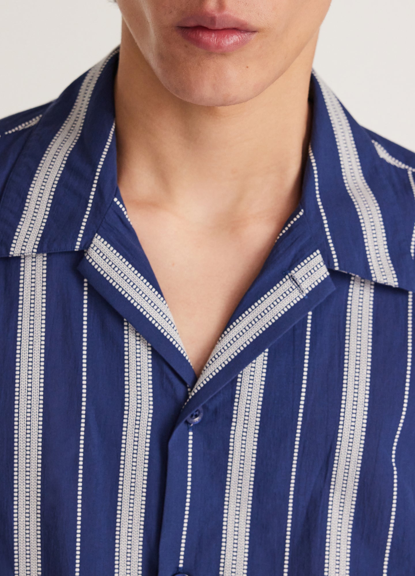 Embroidered Stripe Short Sleeve Shirt Navy