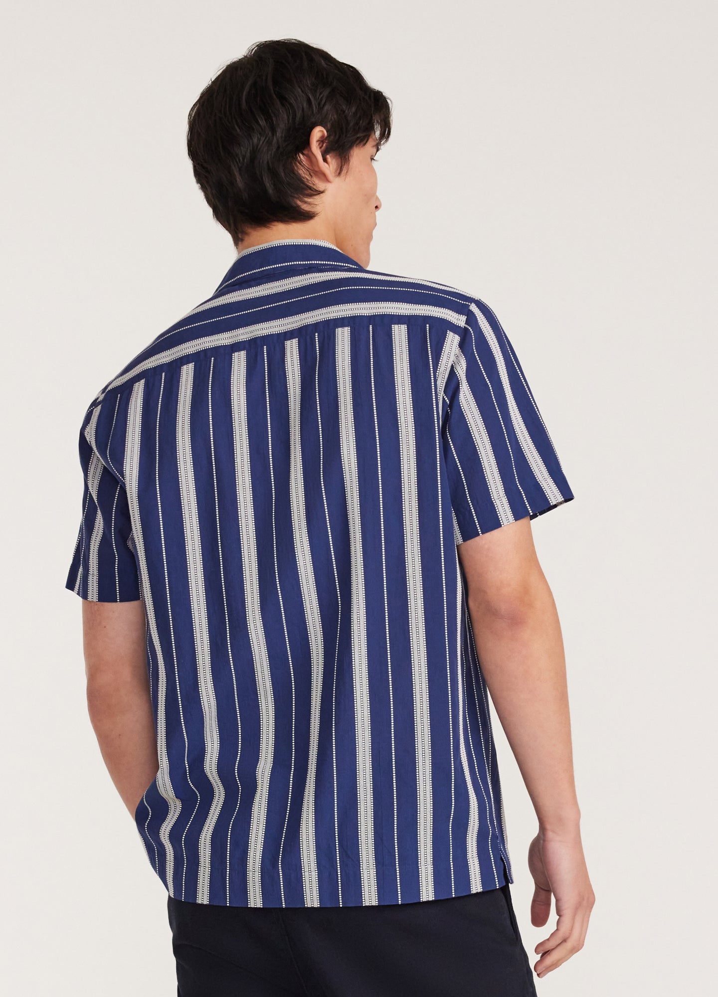 Embroidered Stripe Short Sleeve Shirt Navy