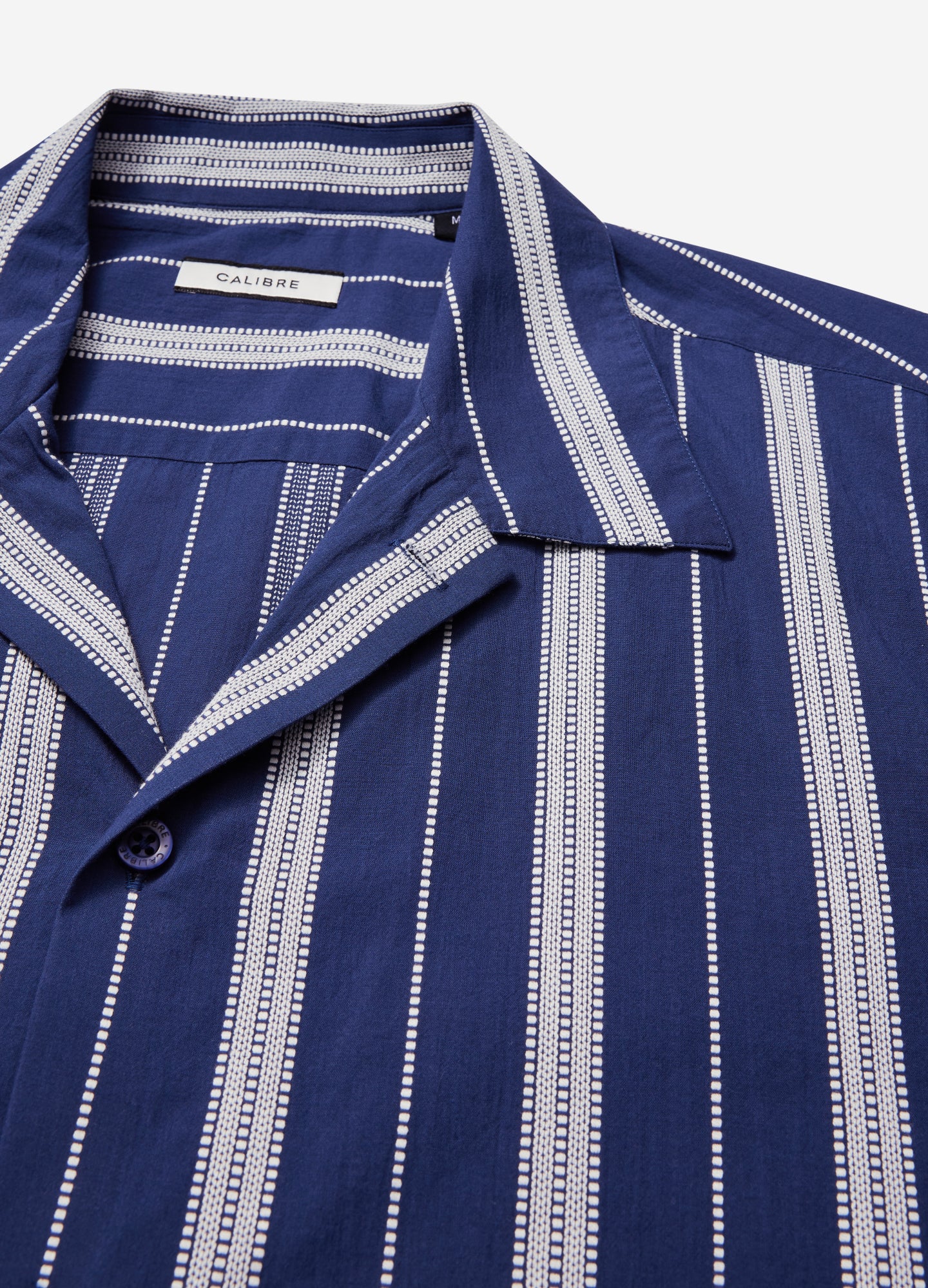 Embroidered Stripe Short Sleeve Shirt Navy