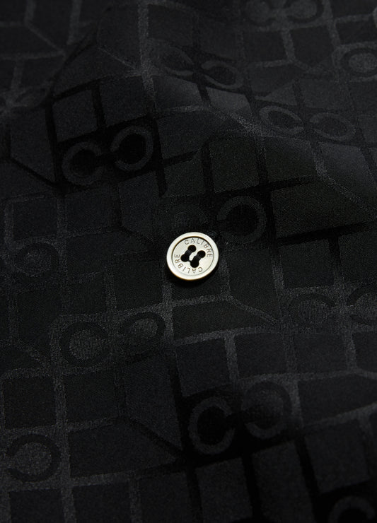 Monogram Silk Short Sleeved Shirt Black