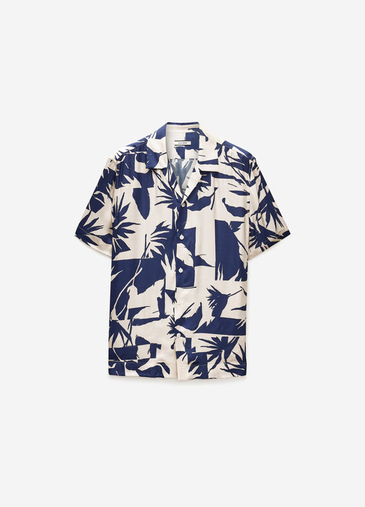 Duo Tone Printed Short Sleeve Shirt Navy