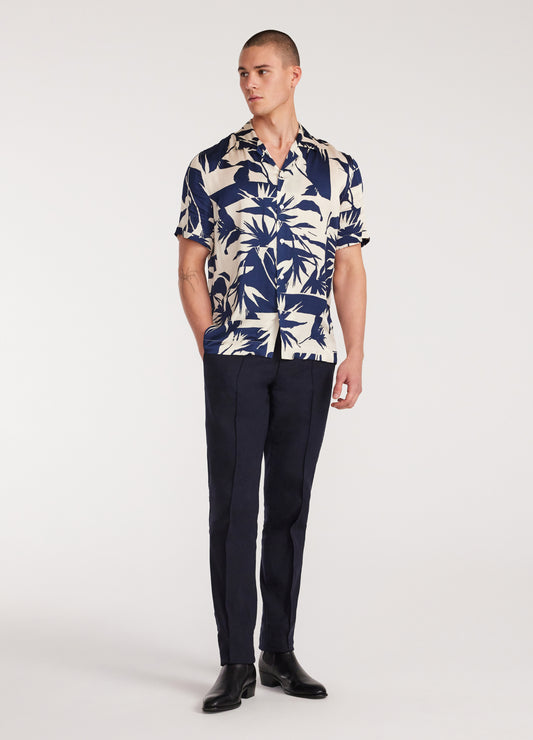 Duo Tone Printed Shirt Navy