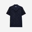 Duo Tone Lace Short Sleeve Shirt Navy