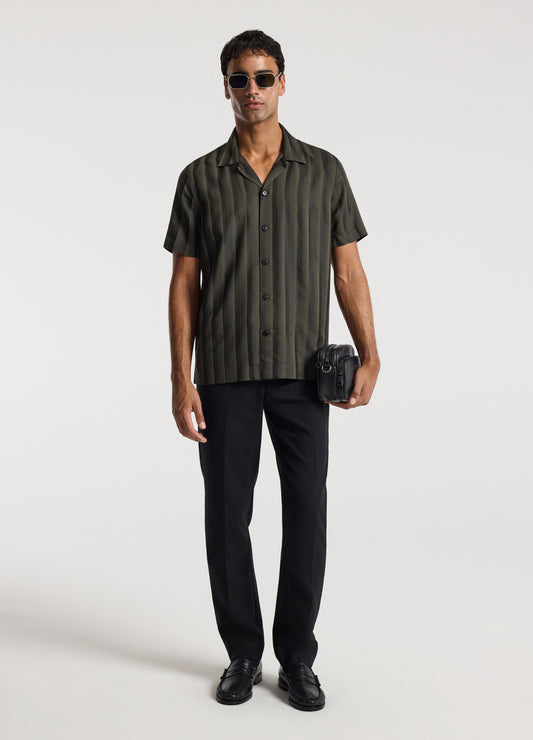Jacquard Stripe Shirt Khaki