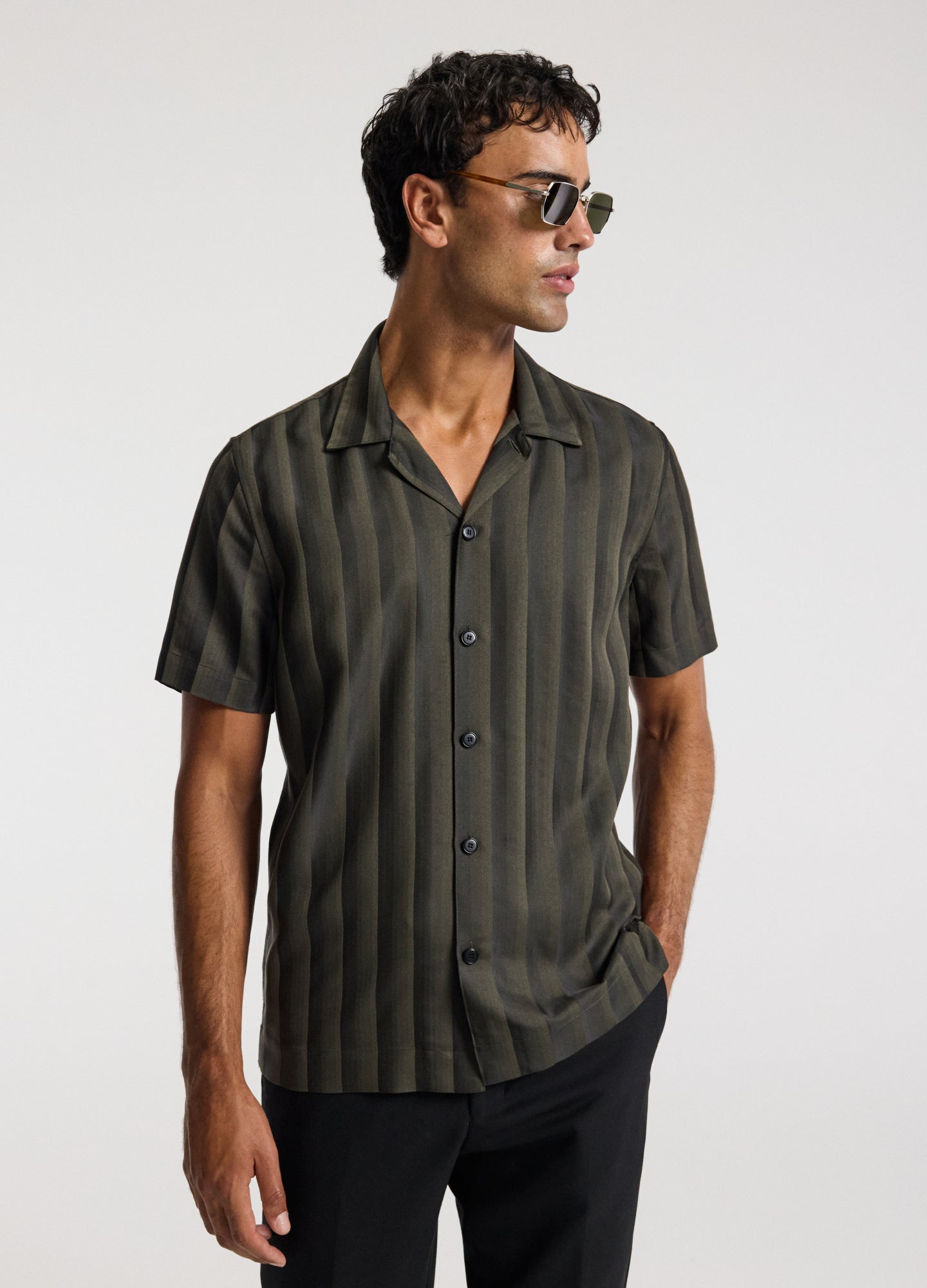 Jacquard Stripe Shirt Khaki