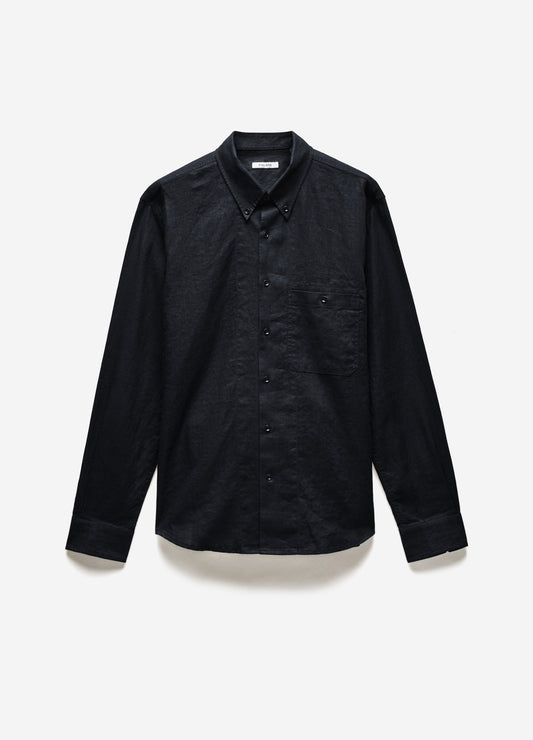 Washed Linen Shirt Black