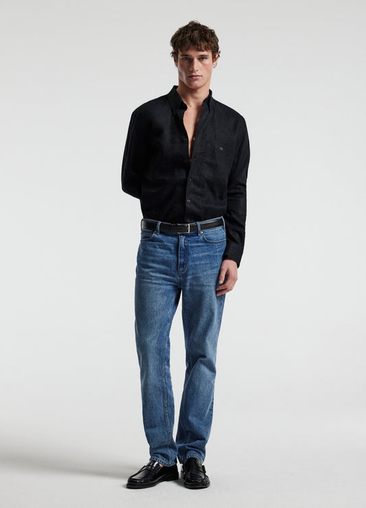 Washed Linen Shirt Black