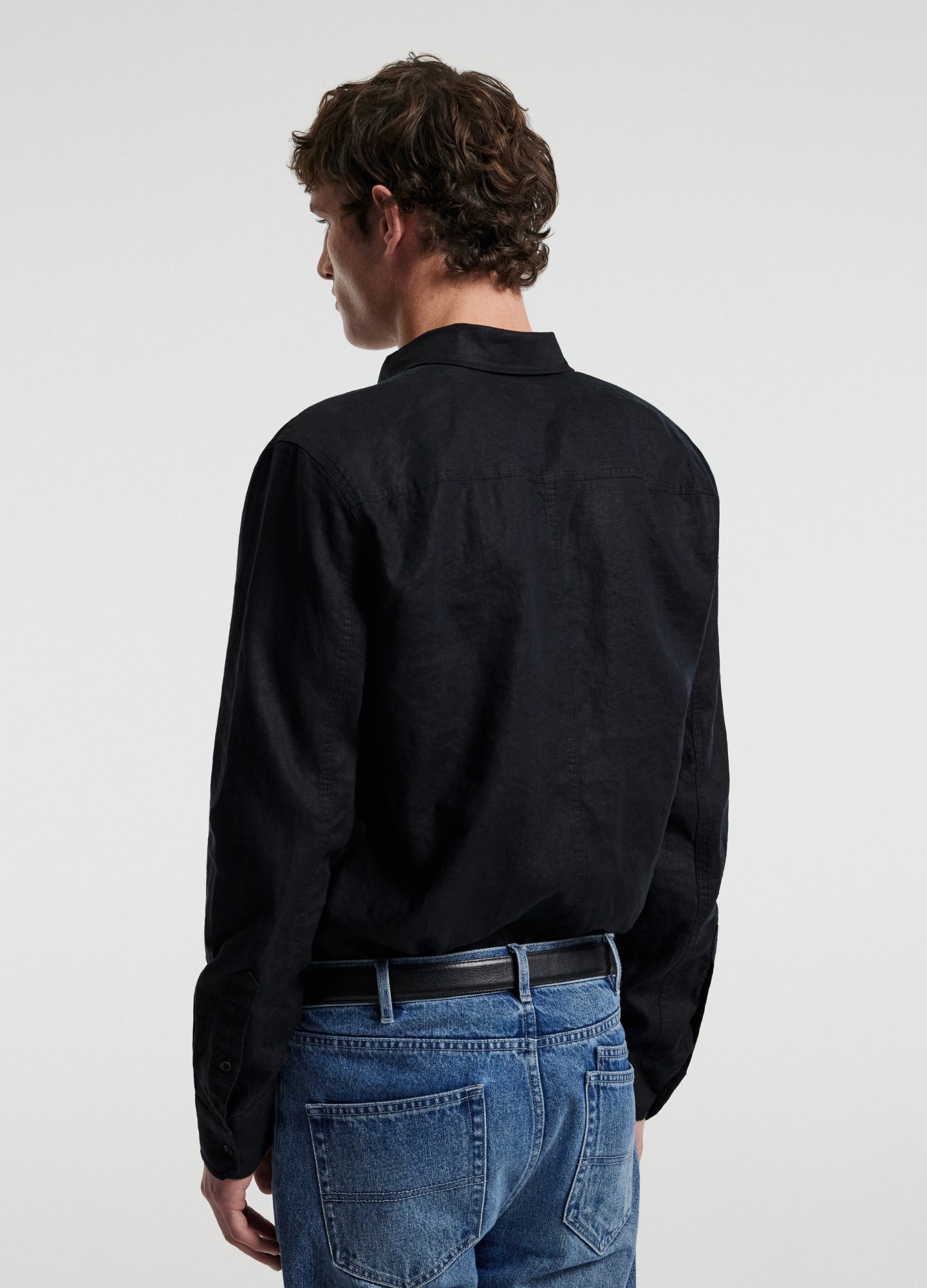 Washed Linen Shirt Black