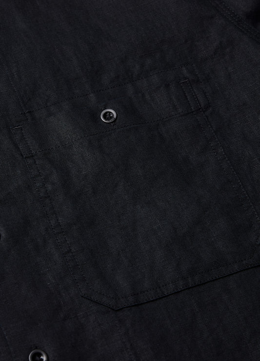 Washed Linen Shirt Black