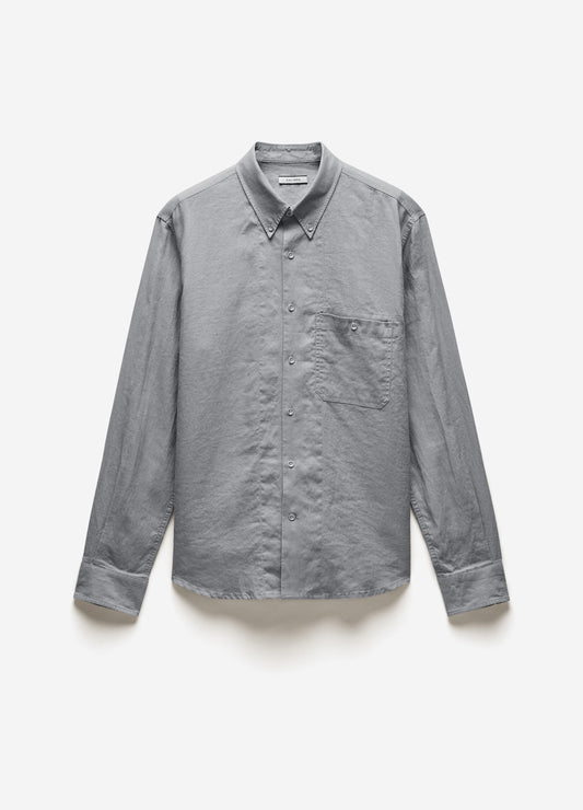 Washed Linen Shirt Dark Ash