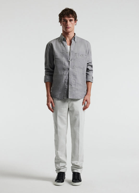 Washed Linen Shirt Dark Ash