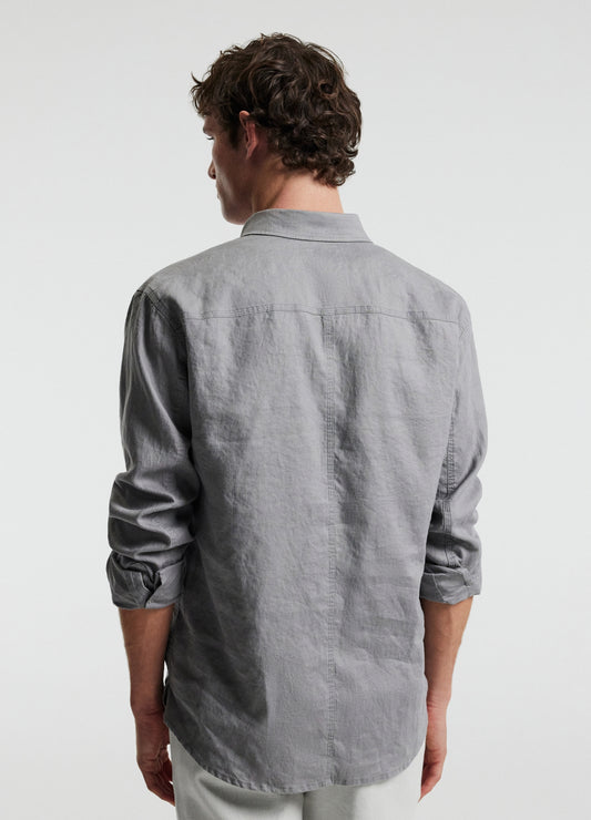 Washed Linen Shirt Dark Ash