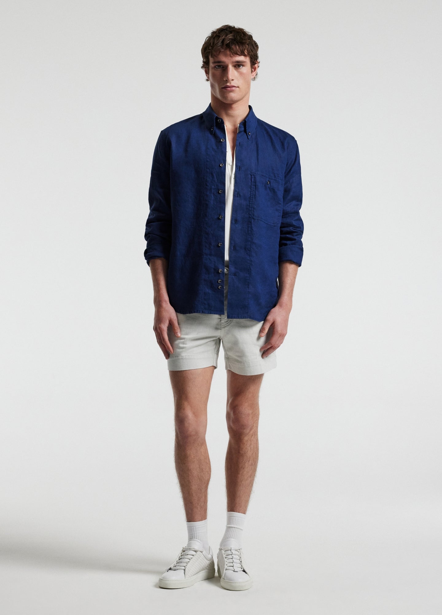 Washed Linen Shirt Royal Blue
