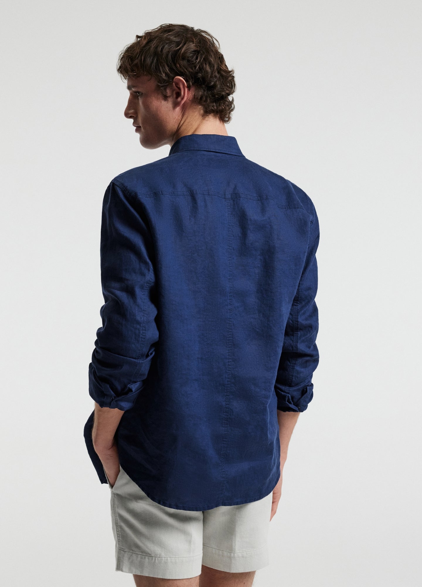 Washed Linen Shirt Royal Blue