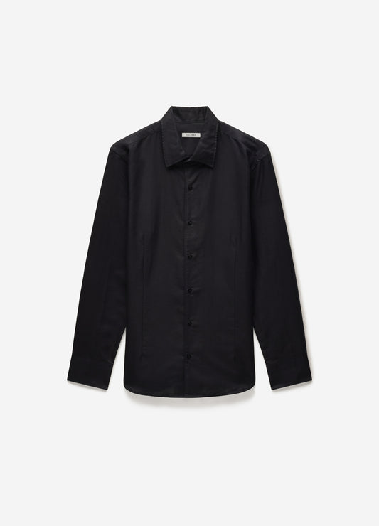 Tailored Cotton Linen Shirt Black