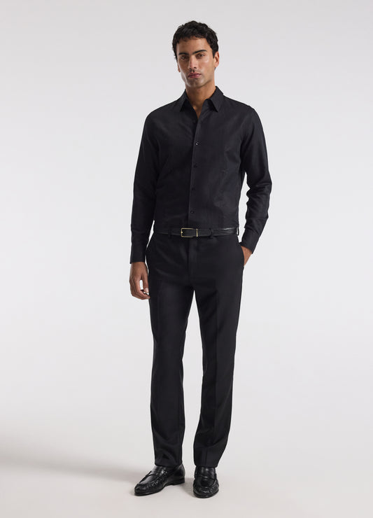 Tailored Cotton Linen Shirt Black