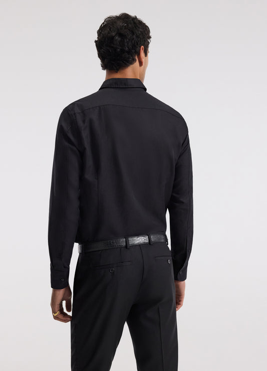 Tailored Cotton Linen Shirt Black