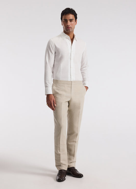 Tailored Cotton Linen Shirt White