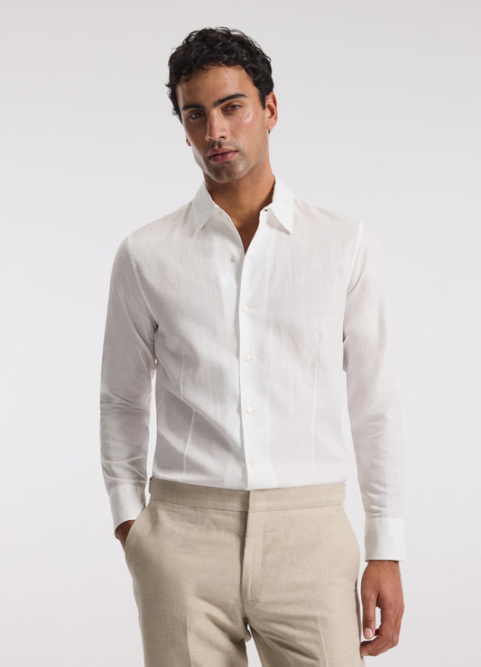 Tailored Cotton Linen Shirt White