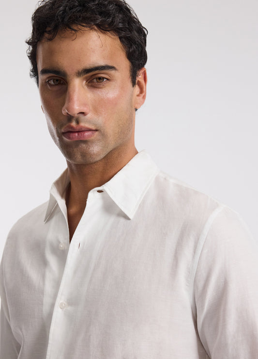 Tailored Cotton Linen Shirt White