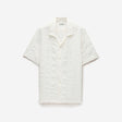 Textured Cotton Linen Short Sleeve Shirt Ivory