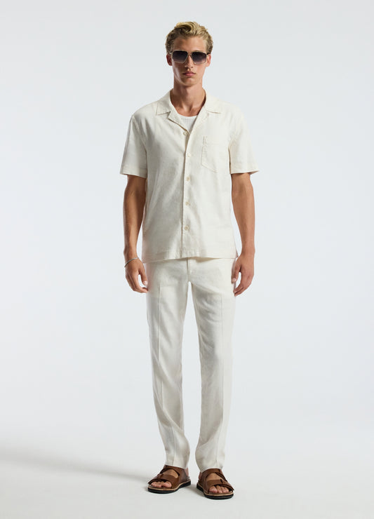 Stretch Linen Short Sleeve Shirt Ivory