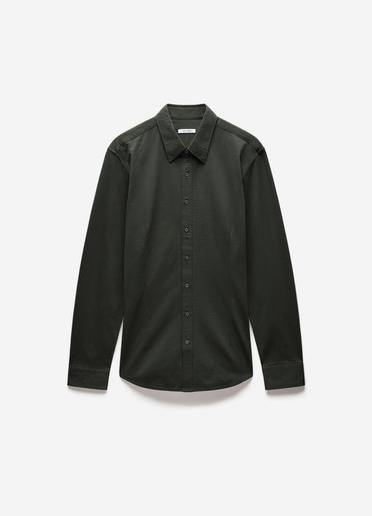Textured Knit Stretch Shirt Dark Khaki