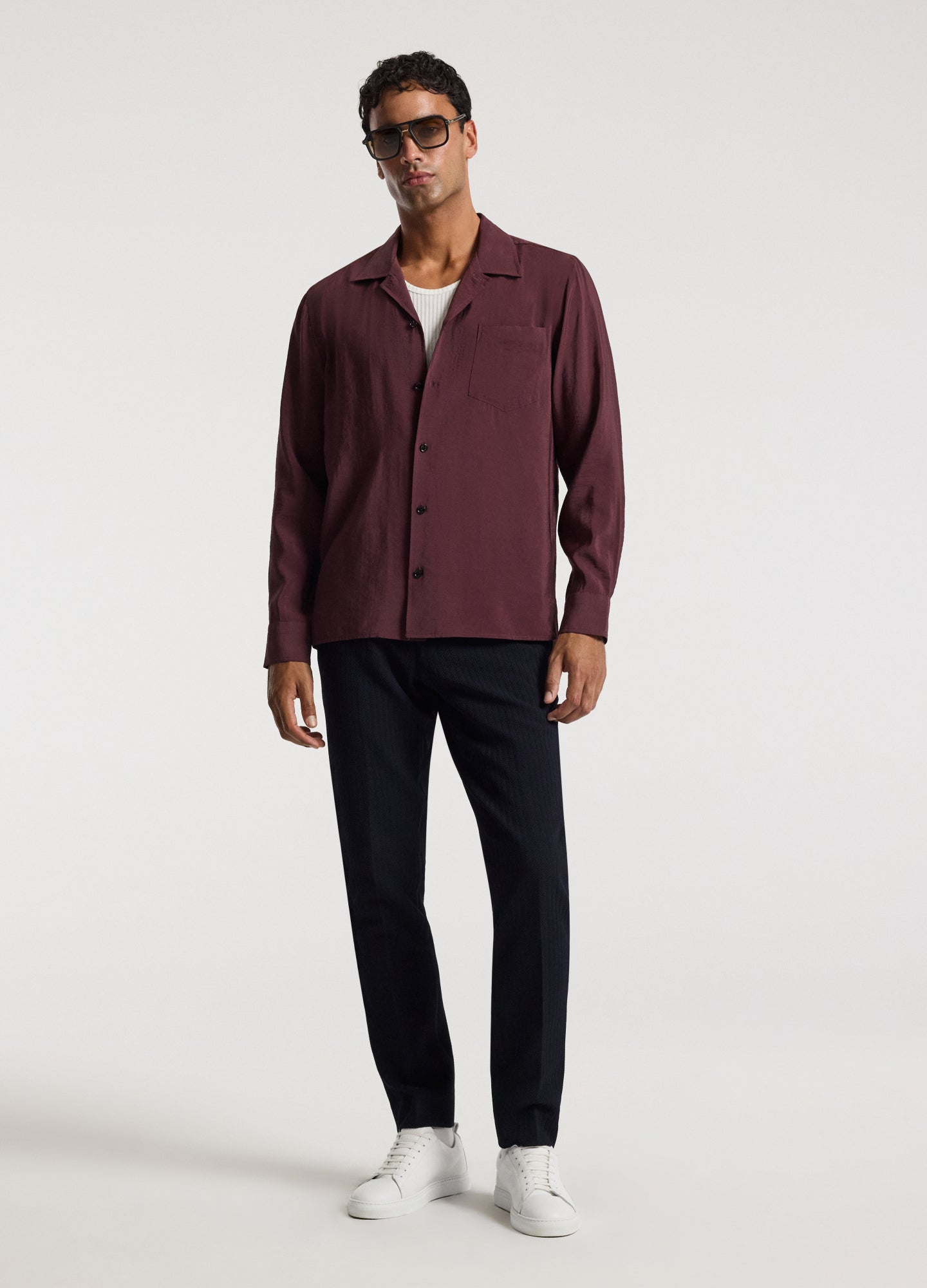 Camp Collar Long Sleeve Shirt Oxblood
