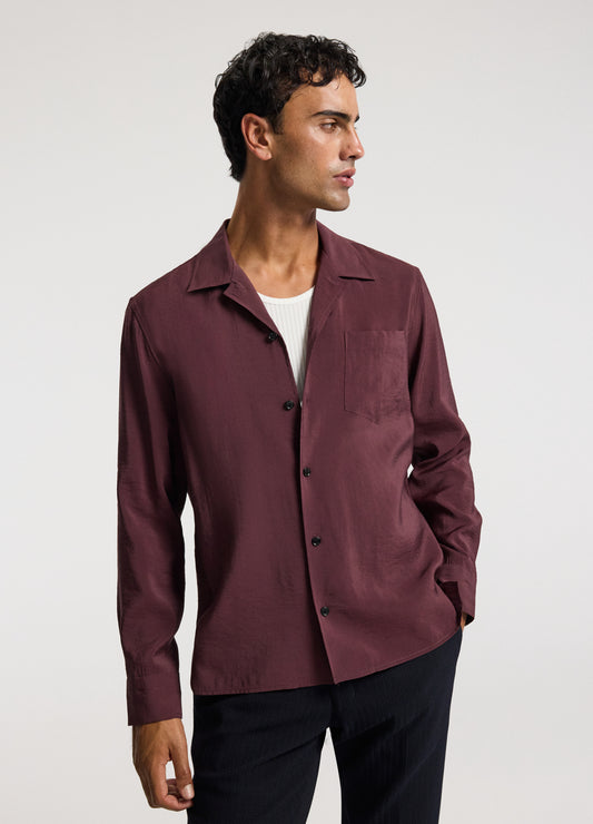Camp Collar Long Sleeve Shirt Oxblood