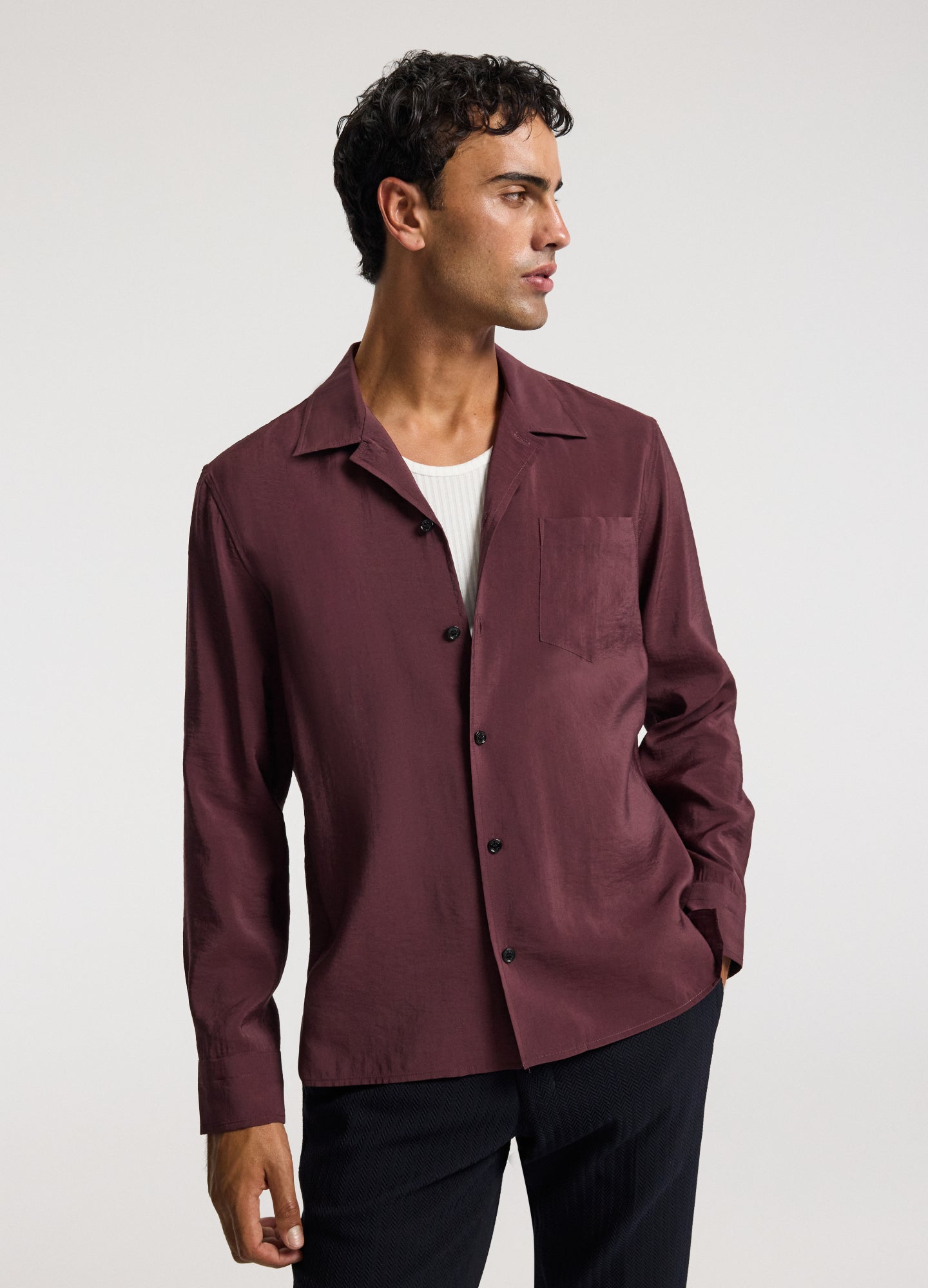 Camp Collar Long Sleeve Shirt Oxblood