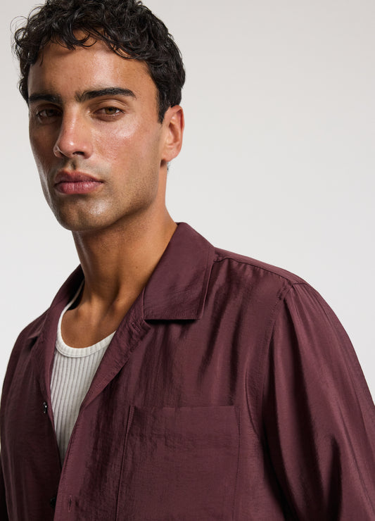 Camp Collar Long Sleeve Shirt Oxblood