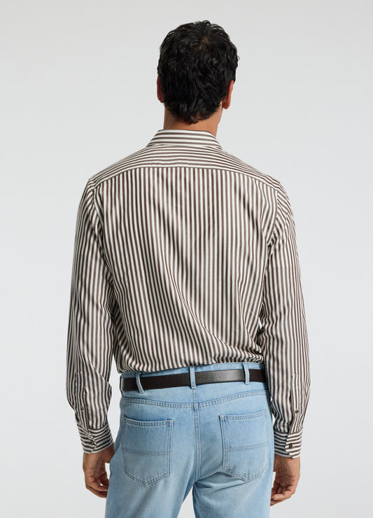 Fluid Stripe Shirt Chocolate