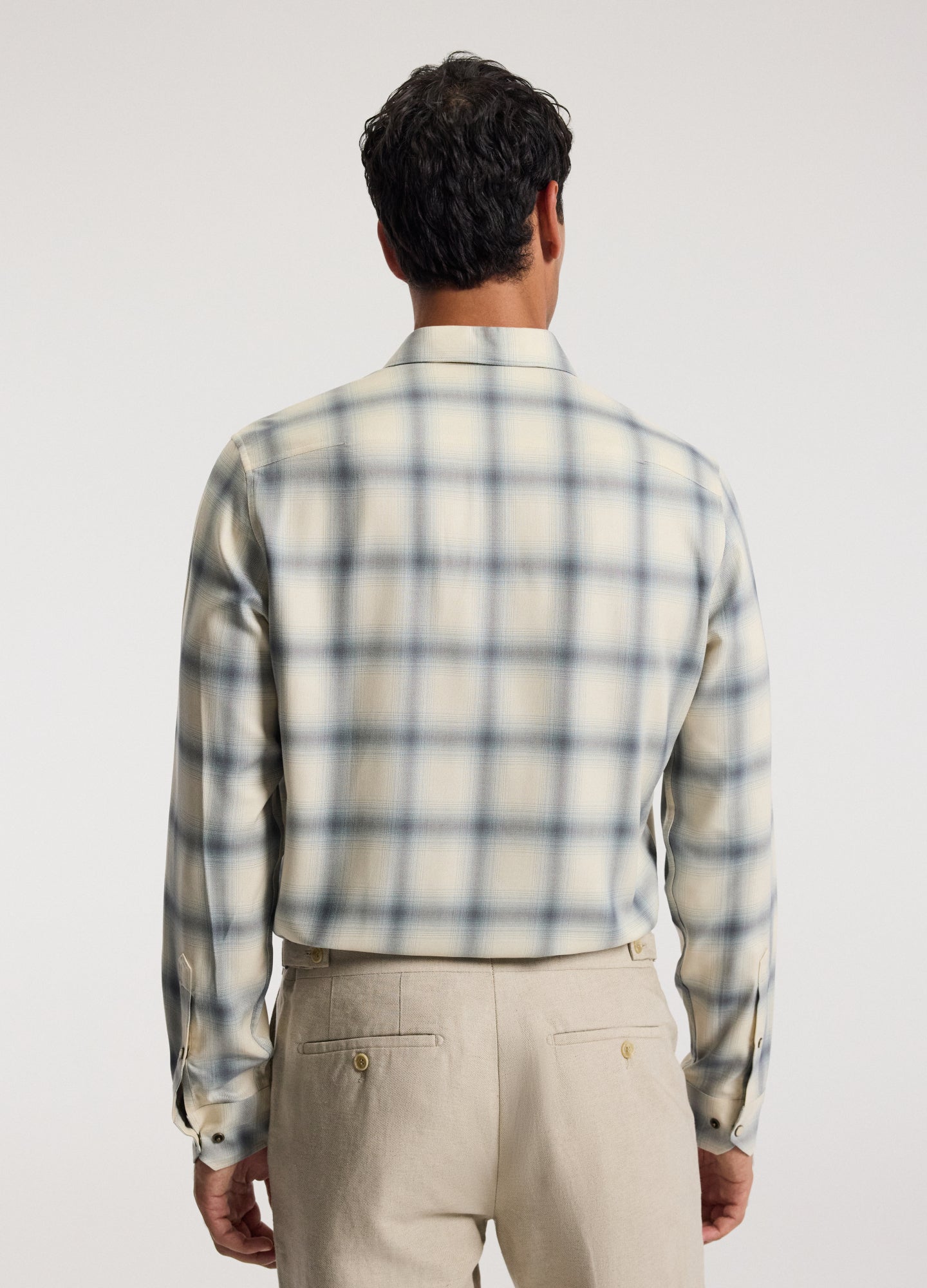 Tailored Check Long Sleeve Shirt Bone