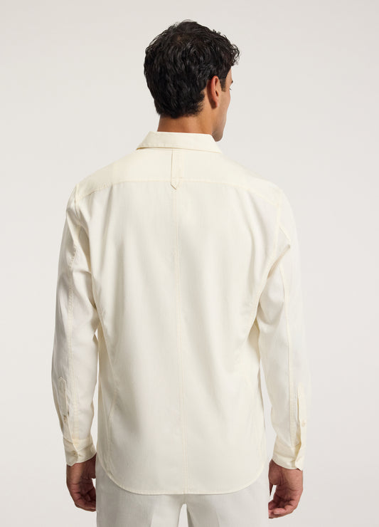 Relaxed Stitch Detail Overshirt Cream