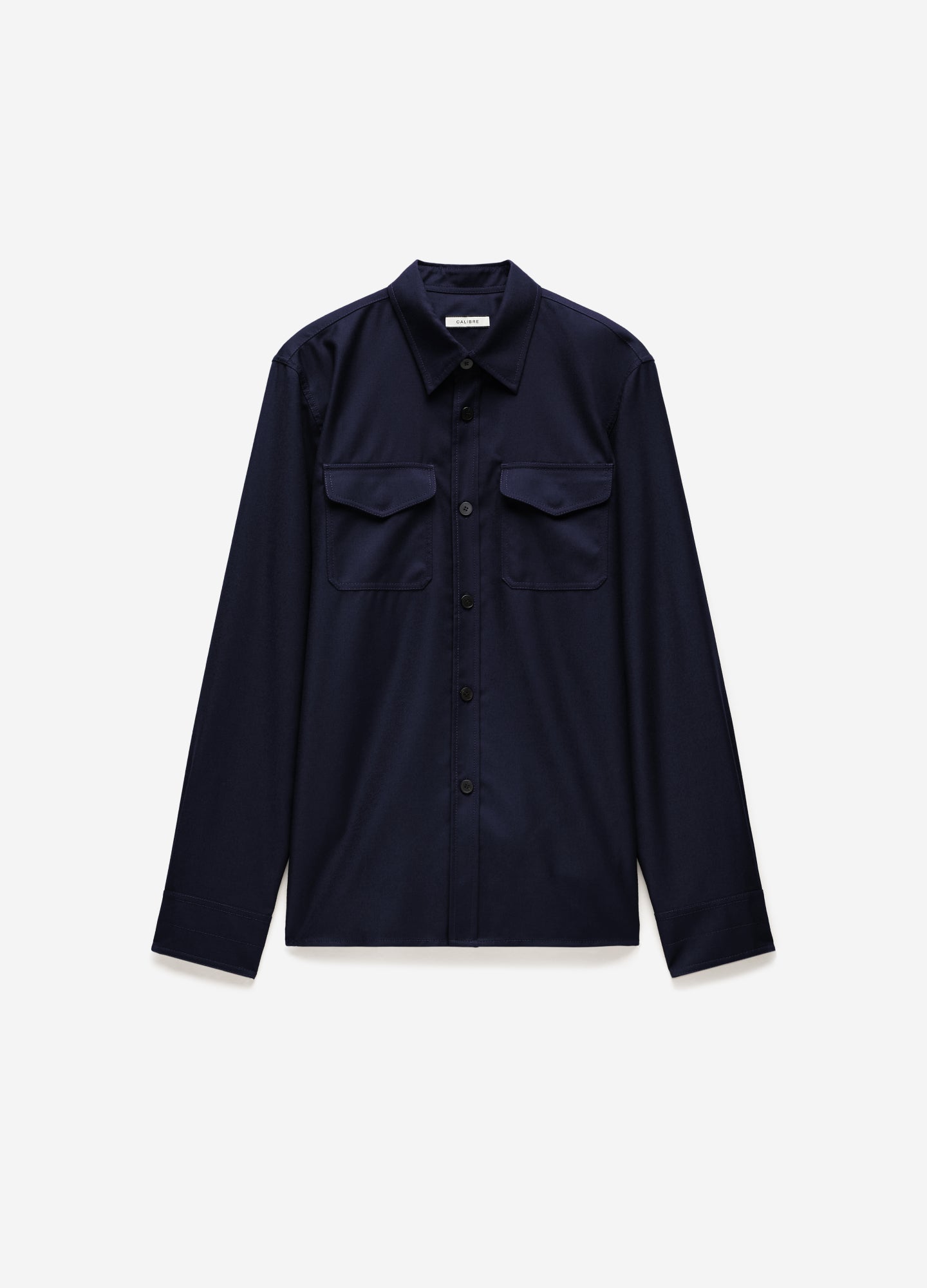 Slim Wool Flannel Shirt Navy