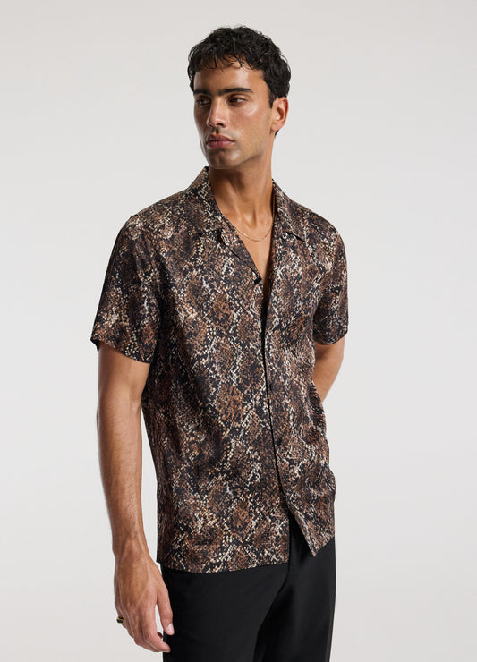 Relaxed Camp Collar Shirt Chocolate