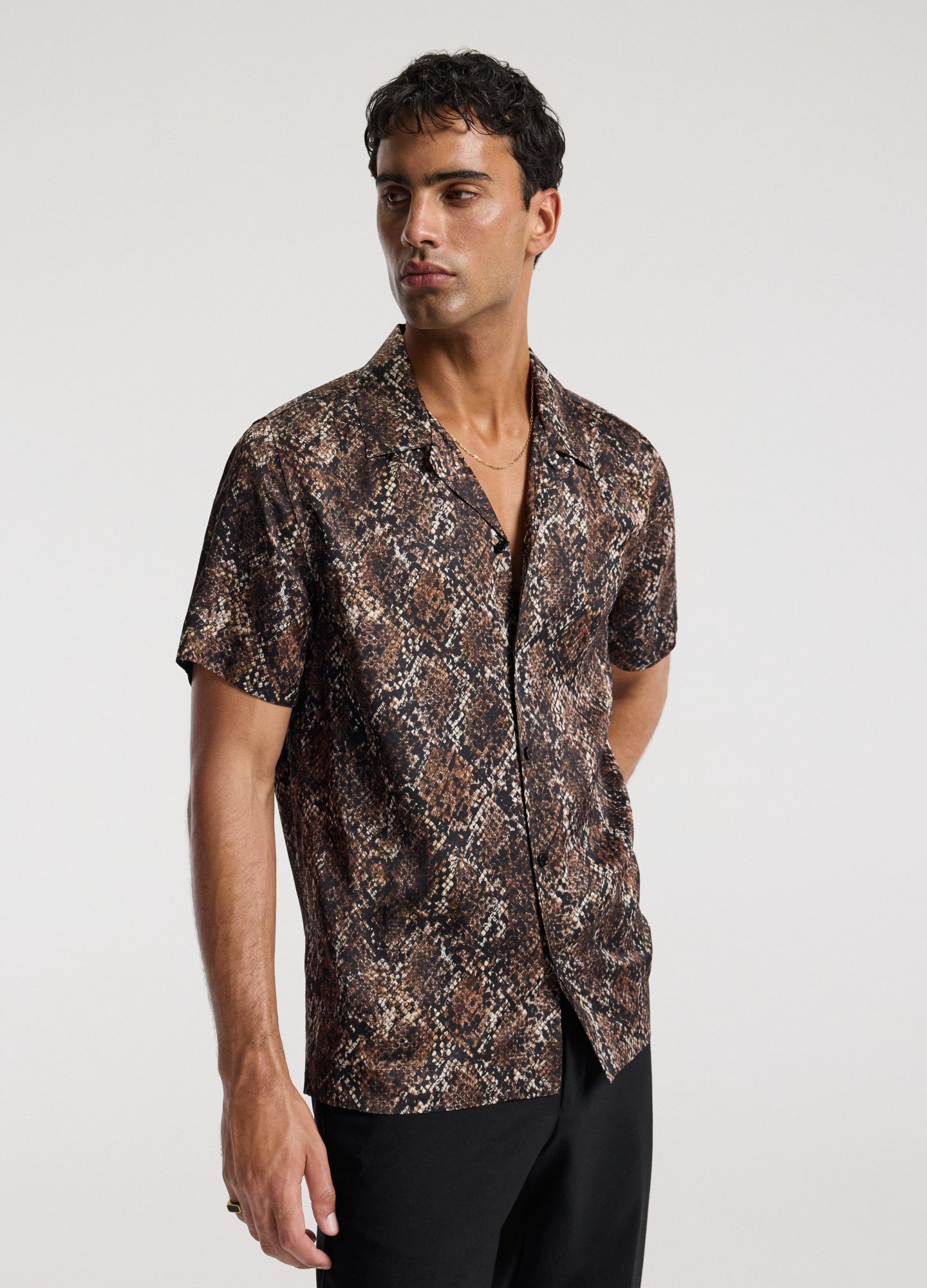 Relaxed Camp Collar Shirt Chocolate