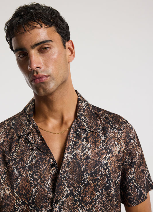 Relaxed Camp Collar Shirt Chocolate